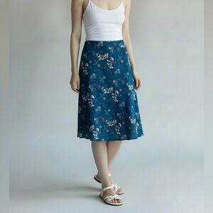 GAP Floral a line Skirt in Blue retro vibe size S